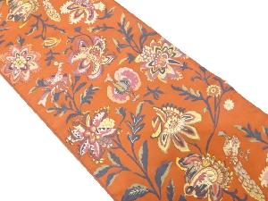 鳥に唐草模様織り出し袋帯